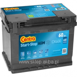 Centra START-STOP AGM CK600 12V 60Ah 680A